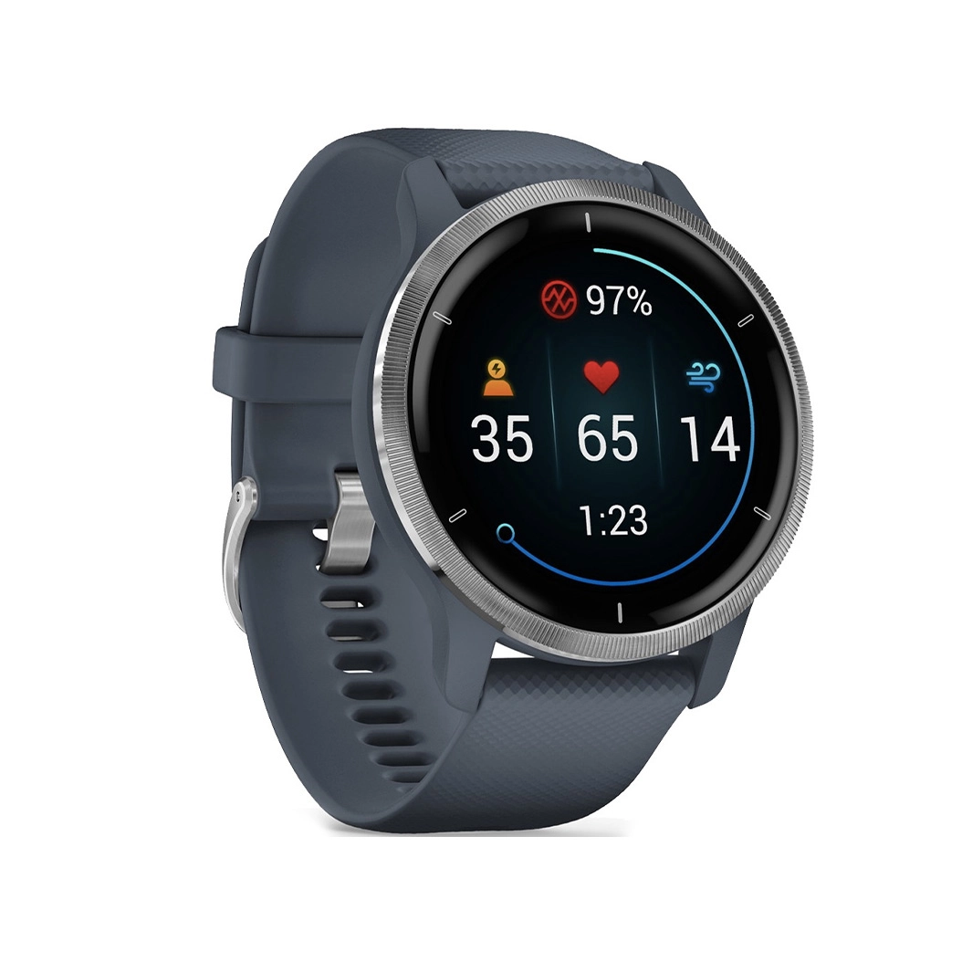 Смарт-годинник Garmin Venu 2 Silver Bezel with Granite Blue Case and Silicone Band