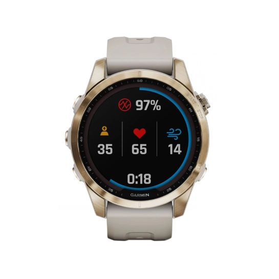 Смарт-годинник Garmin Fenix 7S Sapphire Solar Cream Gold Titanium with Light Sand Band