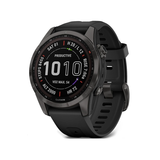 Смарт-годинник Garmin Fenix 7S Sapphire Solar Carbon Gray DLC with Black Band