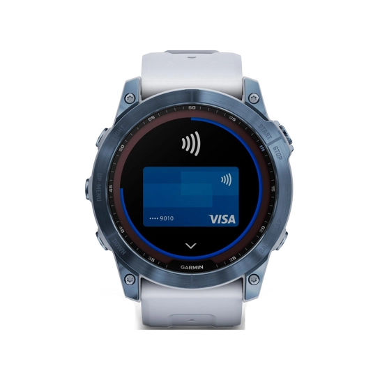 Смарт-годинник Garmin Fenix 7X Sapphire Solar Mineral Blue DLC Titanium with Whitestone Band