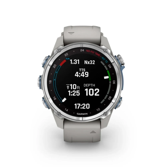 Смарт-годинник Garmin Descent Mk3 43 mm Stainless Steel with Fog Gray Silicone Band (010-02753-04/03)