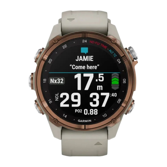Смарт-годинник Garmin Descent Mk3i 43 mm Bronze PVD Titanium with French Gray Silicone Band (010-02753-13/14)