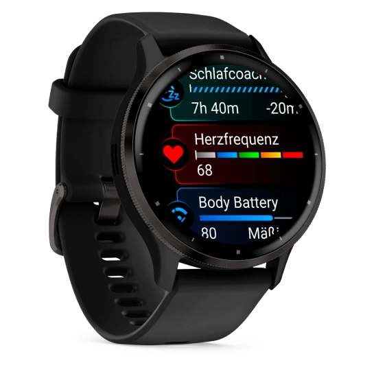 Смарт-годинник Garmin Venu 3 Slate Stainless Steel Bezel with Black Case and Silicone Band (010-02784-01/51)