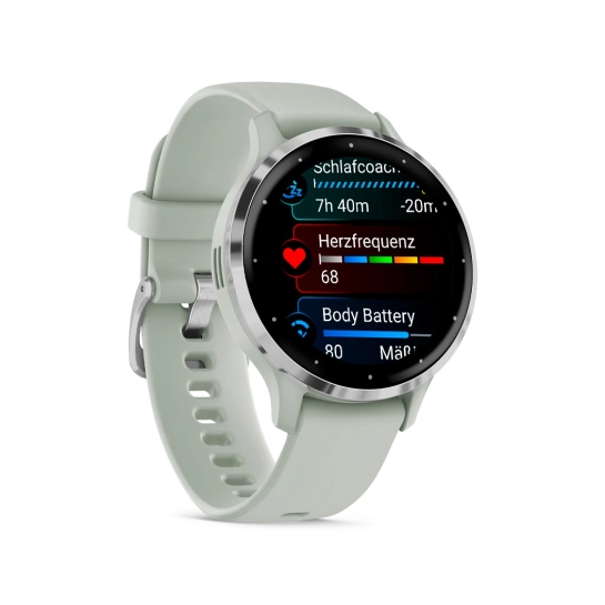 Смарт-годинник Garmin Venu 3S Silver Stainless Steel Bezel with Sage Gray Case and Silicone Band