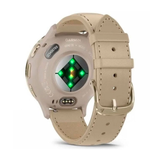 Смарт-годинник Garmin Venu 3S Soft Gold S. Steel Bezel w. French Gray Case and Leather Band (010-02785-55)