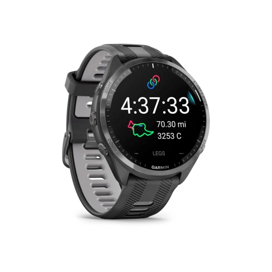 Смарт-годинник Garmin Forerunner 965 Carbon Gray Garmin Forerunner 965 Carbon Gray DLC Titanium Bezel with Black Case and Black/Powder Gray Silicone Band