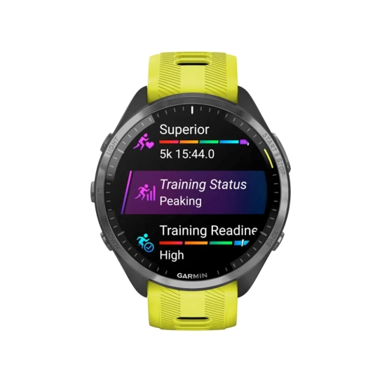Смарт-годинник Garmin Forerunner 965 Carbon Gray DLC Titanium Bezel with Black Case and Amp Yellow/Black Silicone Band (010-02809-02/12)