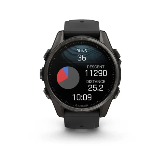 Смарт-годинник Garmin Fenix 8 AMOLED 43mm Sapphire Carbon Grey DLC with Black/Pebble Grey Silicone Band
