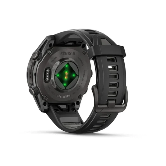 Смарт-годинник Garmin Fenix 8 AMOLED 43mm Sapphire Carbon Grey DLC with Black/Pebble Grey Silicone Band