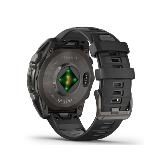 Смарт-годинник Garmin Fenix 8 AMOLED 47mm Sapphire Carbon Grey DLC with Black/Pebble Grey Silicone Band