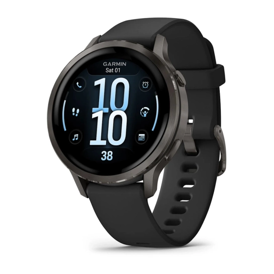 Смарт-годинник Garmin Venu 4 41 mm Slate with Black Silicone Band (010-03013-02)