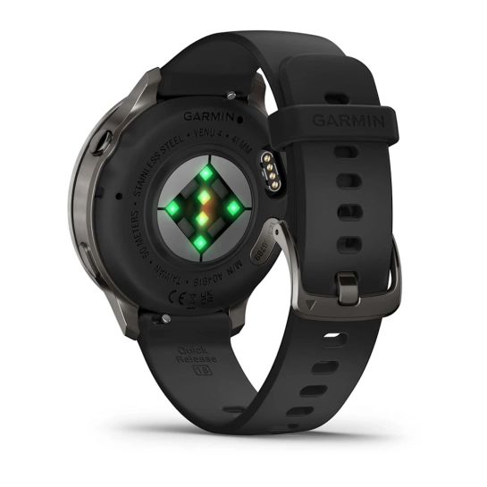 Смарт-годинник Garmin Venu 4 41 mm Slate with Black Silicone Band (010-03013-02)