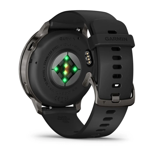Смарт-годинник Garmin Venu 4 45 mm Slate with Black Silicone Band (010-03014-00)