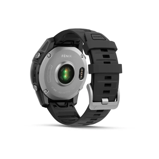 Смарт-годинник Garmin Fenix E 47mm AMOLED Stainless Steel with Black Silicone Band (010-03025-00/02)