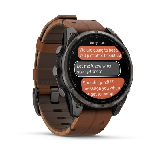 Смарт-годинник Garmin Fenix 8 Pro 47 mm AMOLED Carbon Gray DLC Titanium with Chestnut Leather Band (010-03198-40)
