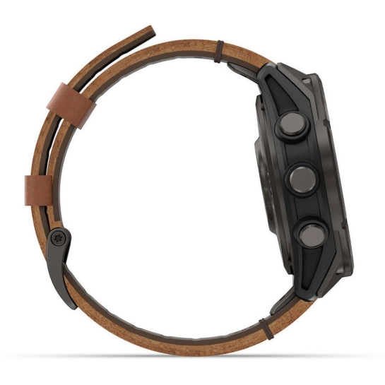 Смарт-годинник Garmin Fenix 8 Pro 47 mm AMOLED Carbon Gray DLC Titanium with Chestnut Leather Band (010-03198-40)