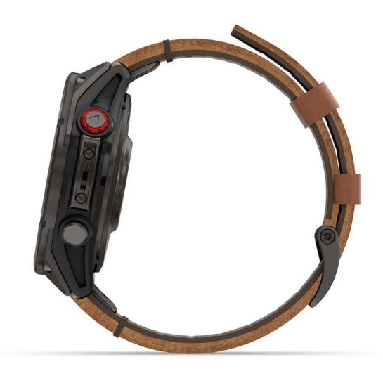 Смарт-годинник Garmin Fenix 8 Pro 47 mm AMOLED Carbon Gray DLC Titanium with Chestnut Leather Band (010-03198-40)