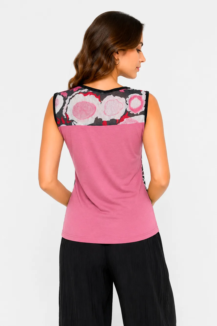 Майка жіноча рожевого кольору з принтом 217498C