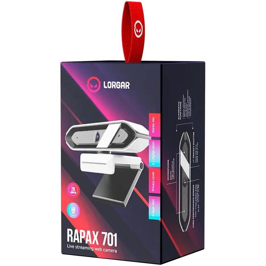 Веб-камера LORGAR Rapax 701 Streaming 2K White (LRG-SC701WT)