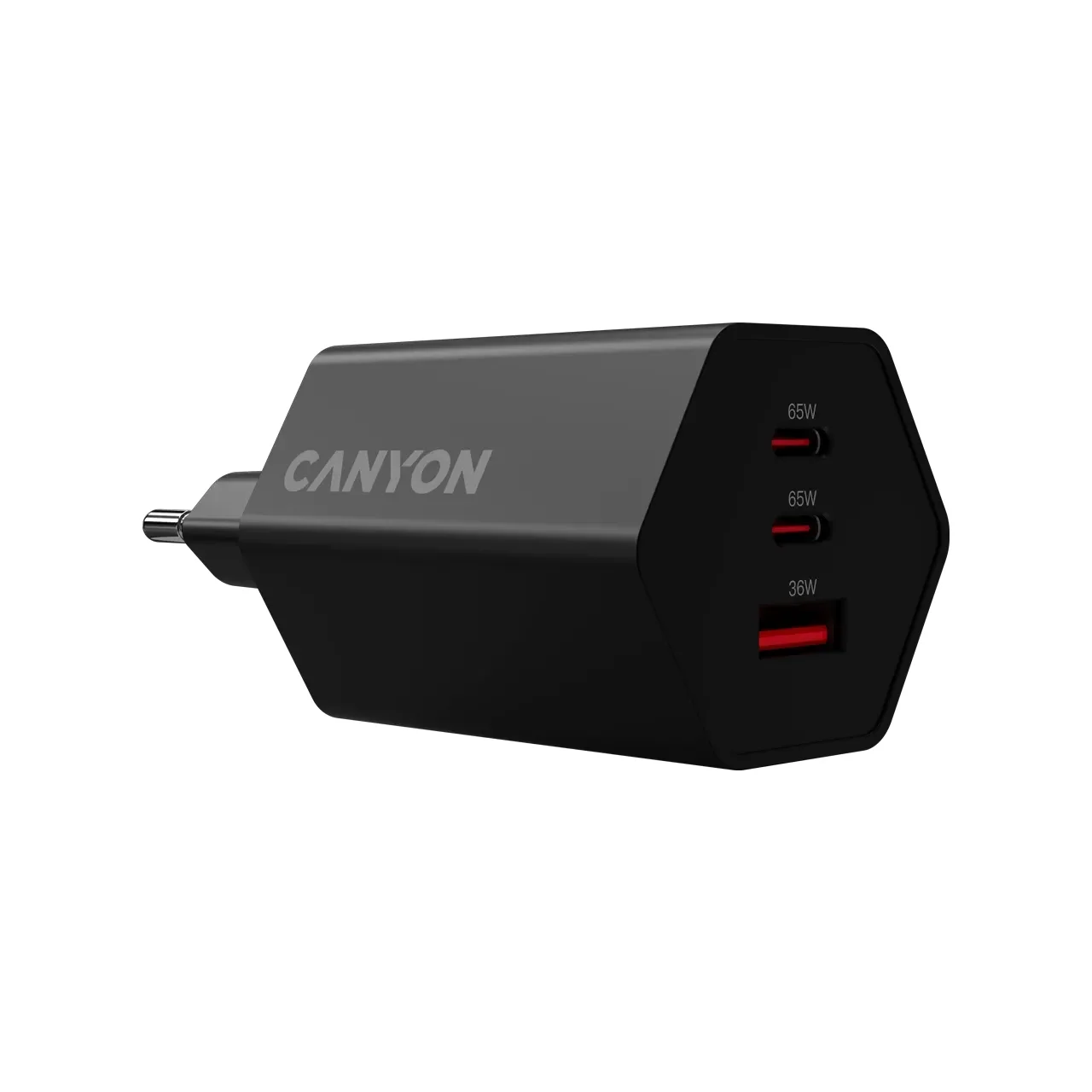 CANYON Адаптер живлення Hexagon 65 3*USB/USB-C 2*USB Type C, 1*USB Type-A, 65 Ват