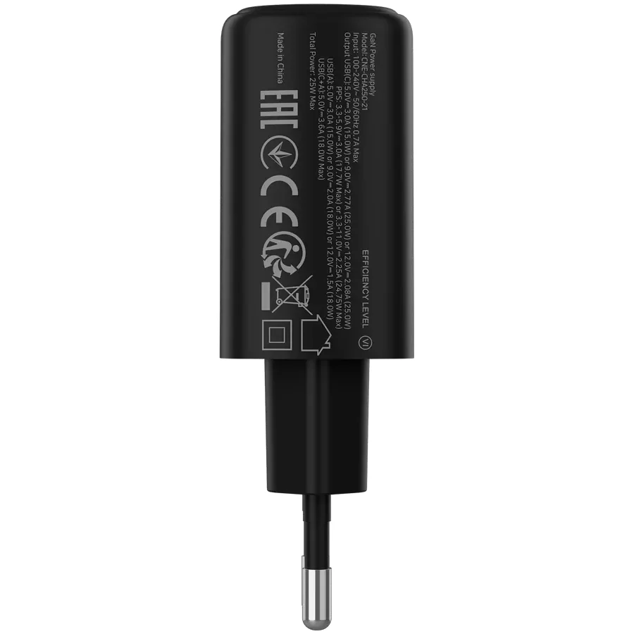 CANYON Адаптер живлення OnCharge 250 QC 2*USB/USB-C 1*USB Тип C, 1*USB Type-A, 25 Ват
