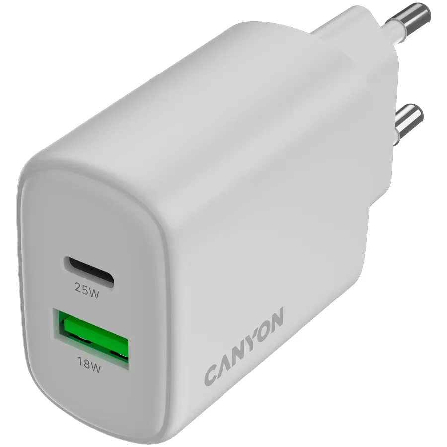 CANYON Адаптер живлення OnCharge 250 QC 2*USB/USB-C 1*USB Тип C, 1*USB Type-A, 25 Ват