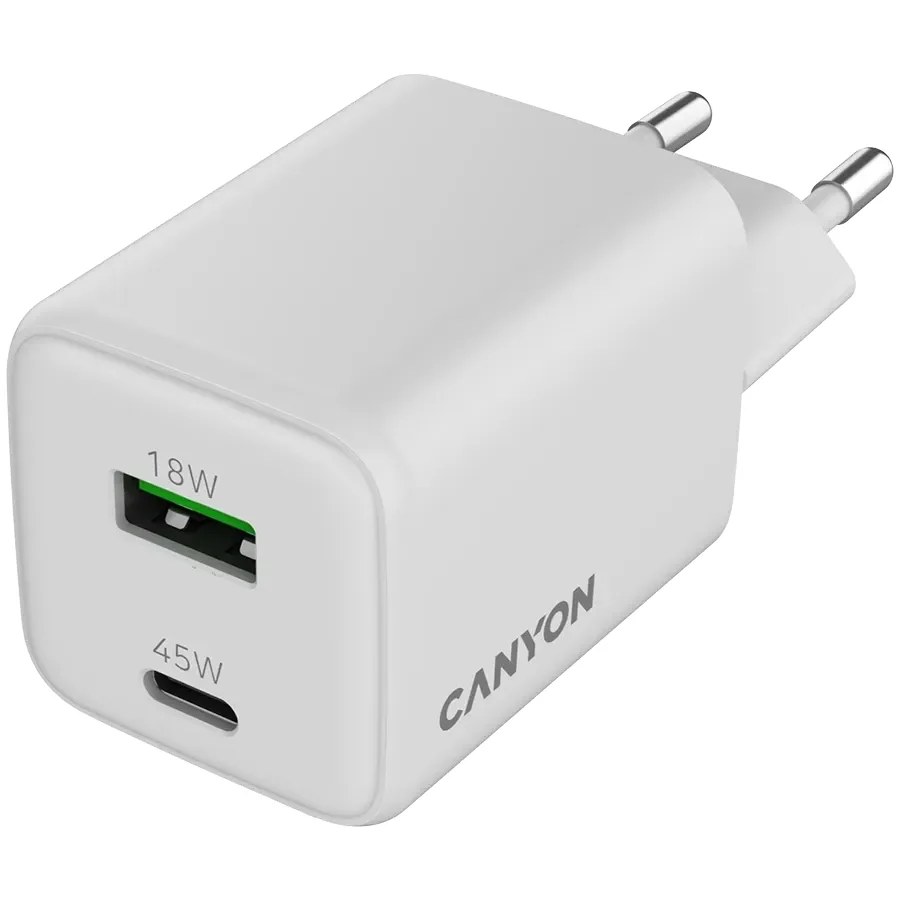 CANYON Адаптер живлення 2*USB/USB-C 1*USB Type C, 1*USB Type-A, 45 Ват