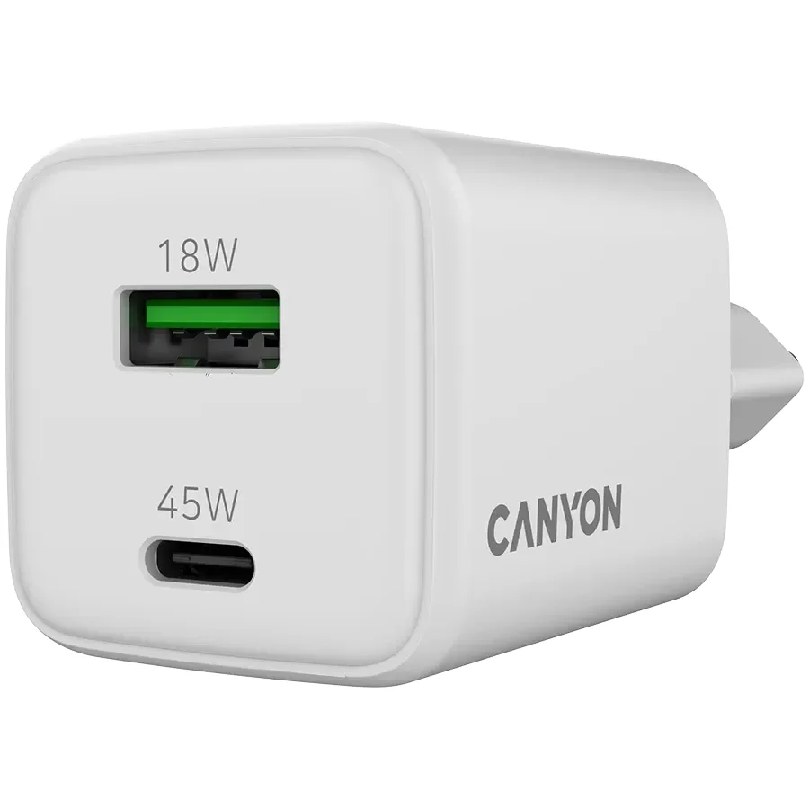 CANYON Адаптер живлення 2*USB/USB-C 1*USB Type C, 1*USB Type-A, 45 Ват