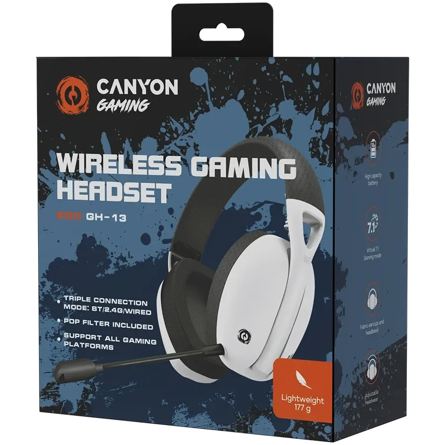 CANYON Ego GH-13 {Провідне і бездротове} Гарнітура, Білий