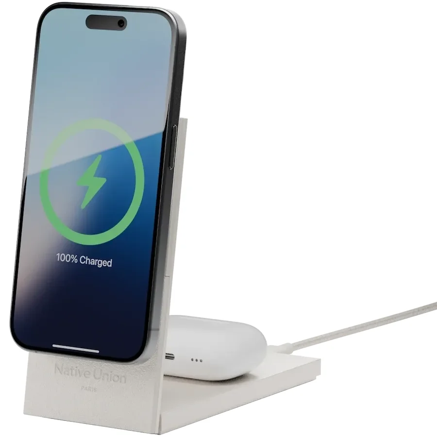 Бездротовий зарядний пристрій Native Union Rise 2-in-1 Qi2 Sandstone (RS-2IN1-SAN)