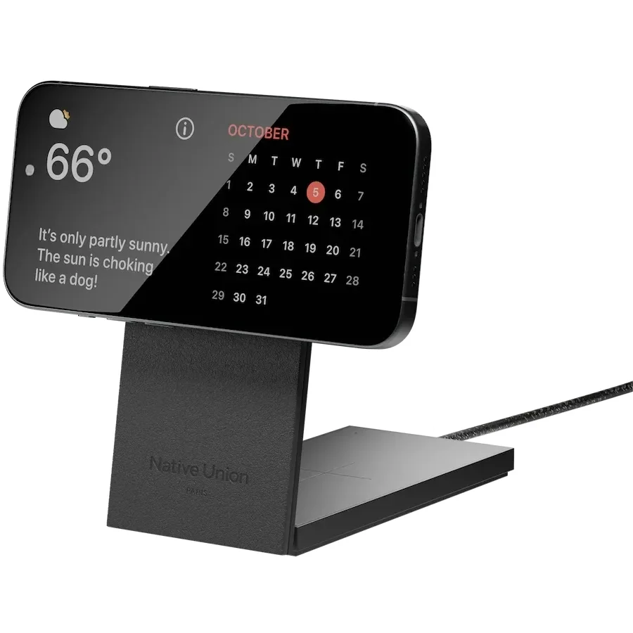 Бездротовий зарядний пристрій Native Union Rise 2-in-1 Qi2 Black (RS-2IN1-BLK)