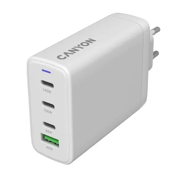 CANYON Адаптер живлення CU140ACC 4*USB/USB-C 3*USB Type C, 1*USB Type-A, 150 Ват