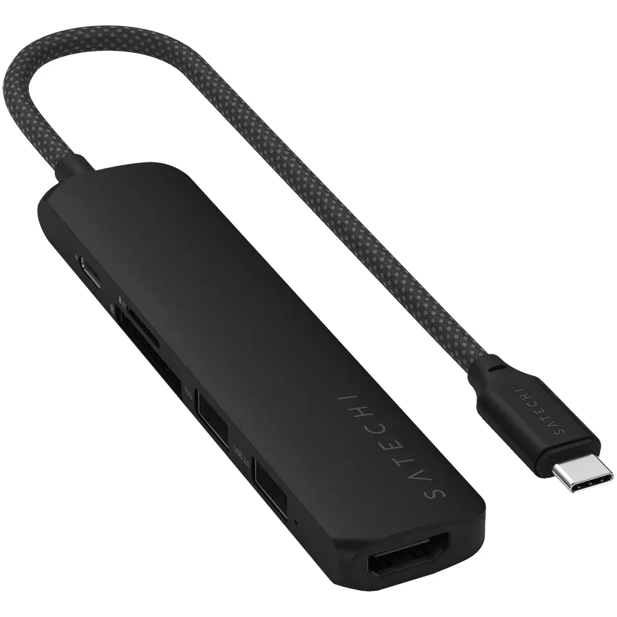 SATECHI 6-in-1 USB-C Slim Multiport Adapter, Чорний
