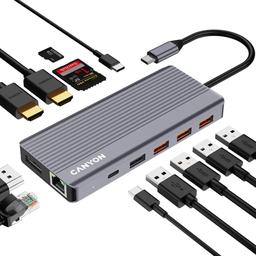 CANYON 13in1 USB C hub, Сірий