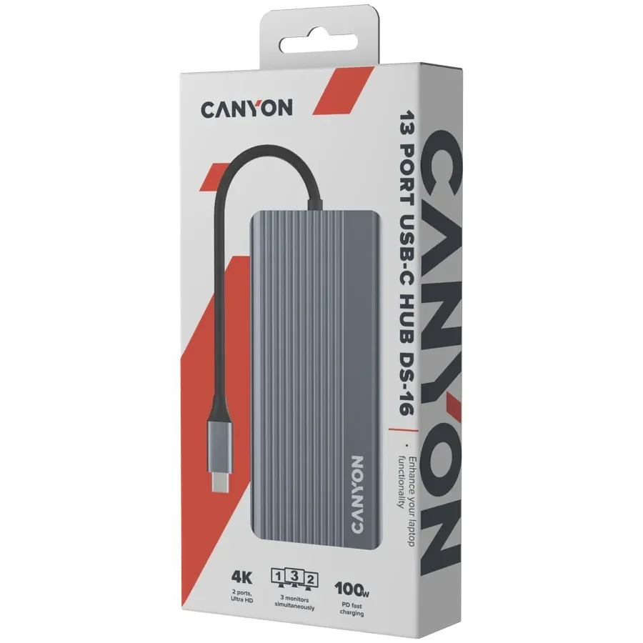 CANYON 13in1 USB C hub, Сірий