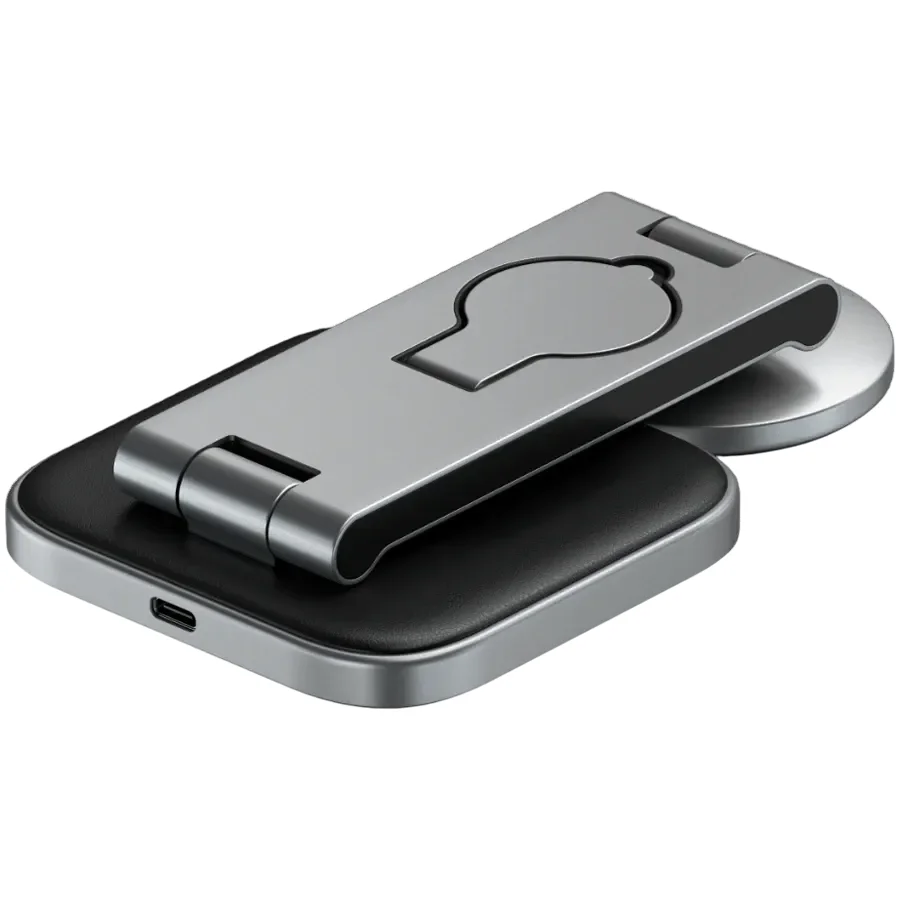 Бездротовий зарядний пристрій Satechi 3-in-1 Foldable Qi2 Stand Space Gray