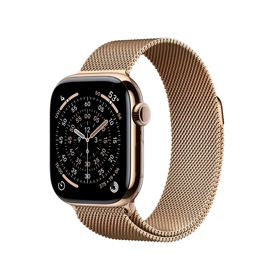 Apple Watch Series 11 GPS + Cellular, Gold Milanese Loop, 42mm, Gold Titanium