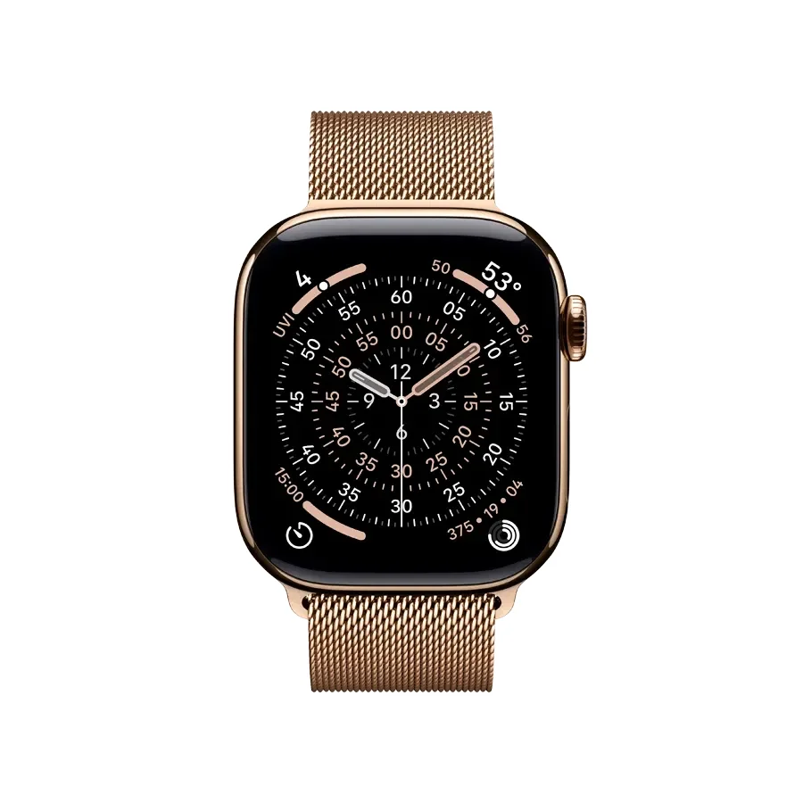 Apple Watch Series 11 GPS + Cellular,  Gold Milanese Loop, 42mm, Gold Titanium