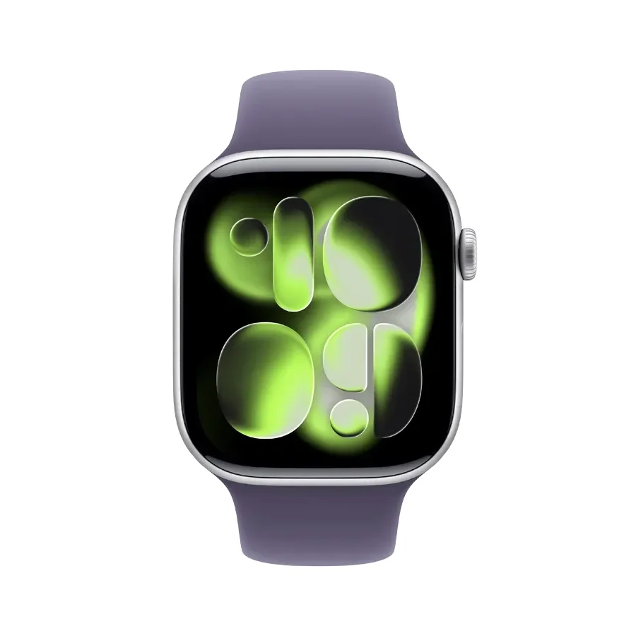 Apple Watch Series 11 GPS,  Purple Fog Sport Band, S/M, 46mm, Silver Aluminium