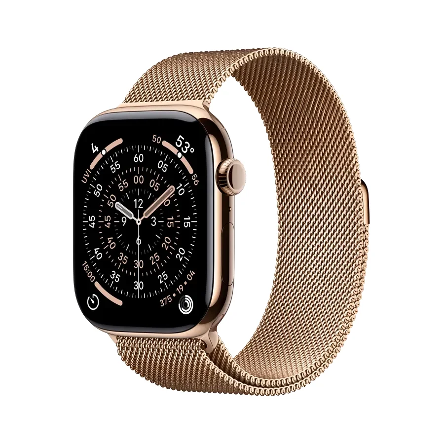 Apple Watch Series 11 GPS + Cellular,  Gold Milanese Loop, M/L, 46mm, Gold Titanium