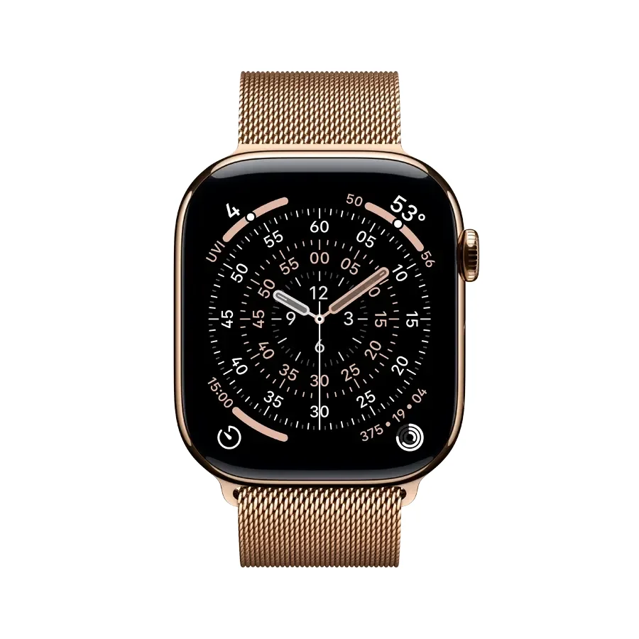 Apple Watch Series 11 GPS + Cellular,  Gold Milanese Loop, M/L, 46mm, Gold Titanium