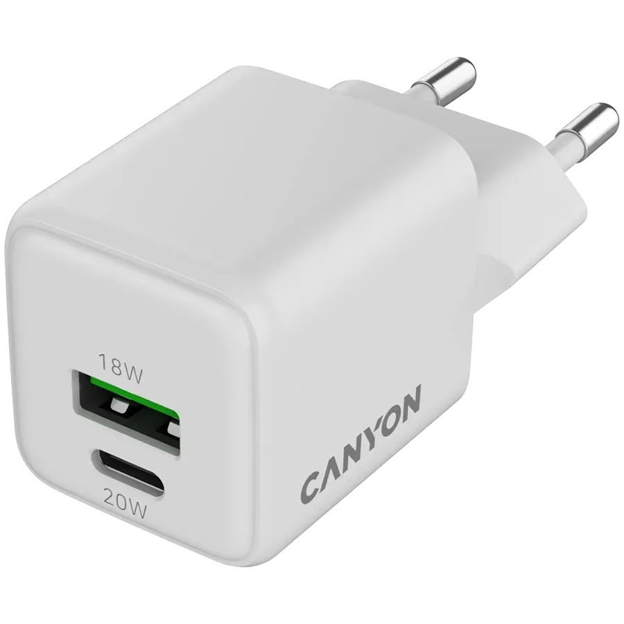 CANYON Адаптер живлення CU20AC 2*USB/USB-C 1*USB Type C, 1*USB Type-A, 20 Ват