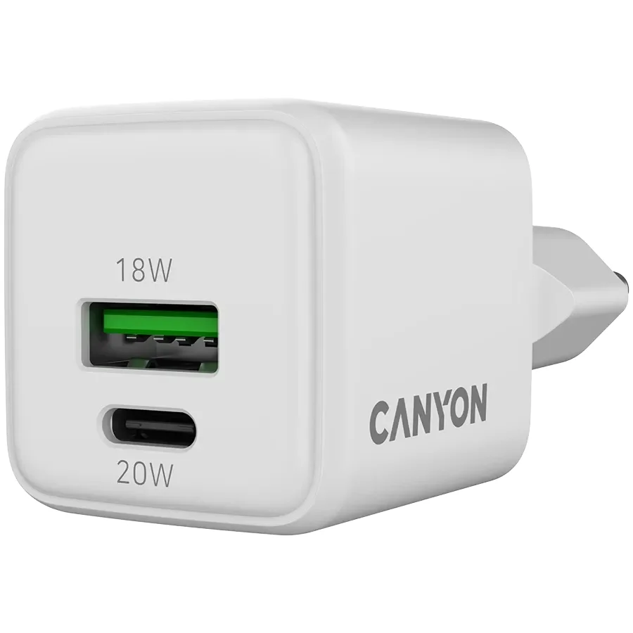 CANYON Адаптер живлення CU20AC 2*USB/USB-C 1*USB Type C, 1*USB Type-A, 20 Ват