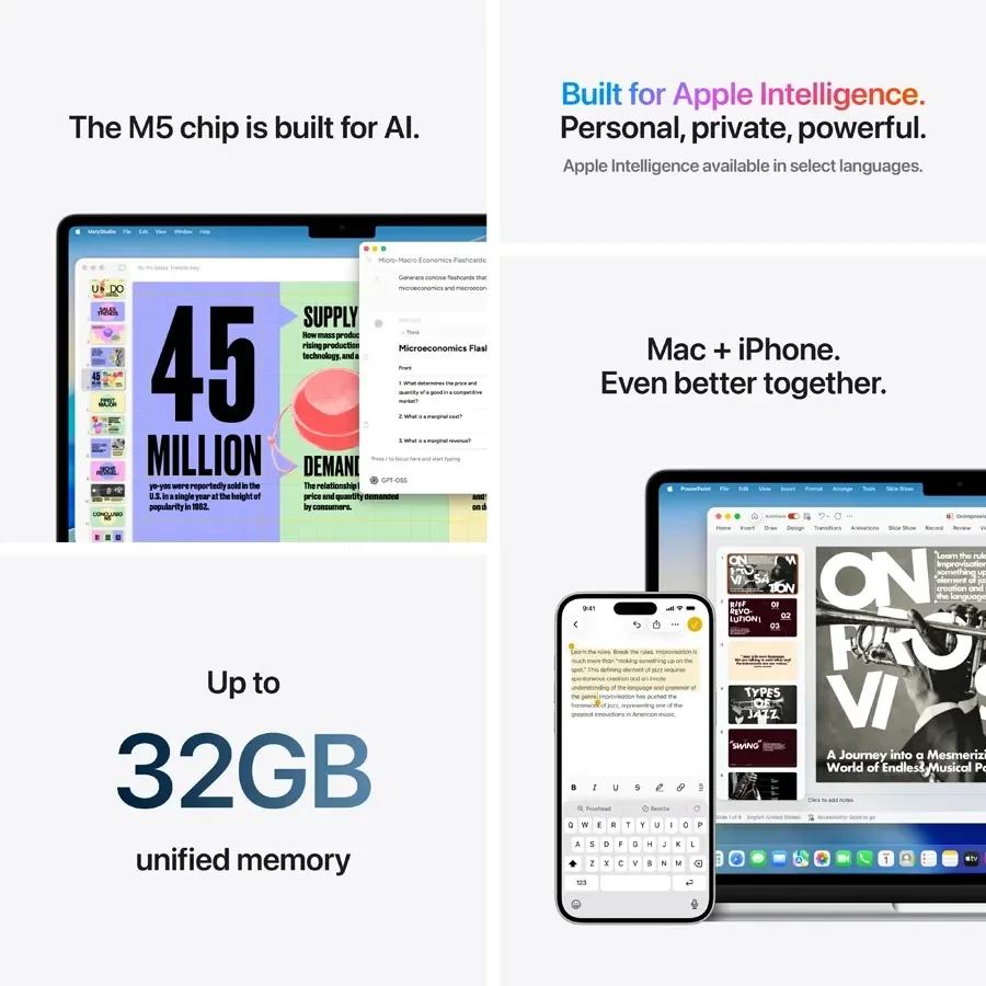 MacBook Air 13.6-inch  M5 (10C CPU/10C GPU), 24 ГБ, 1 ТБ, Темна ніч