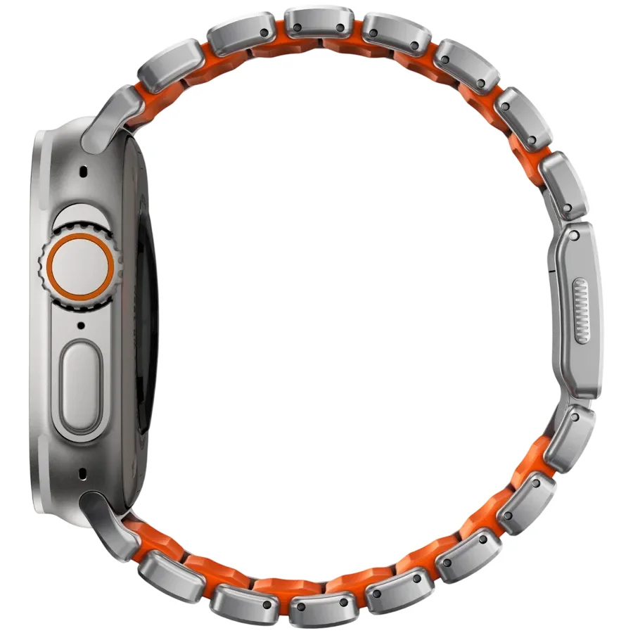 NOMAD Band Extension Stratos Band Natural Hardware/Ultra Orange за Apple Watch 44 mmApple Watch 45 mmApple Watch 46 mmApple Watch 49 mm 46/49 mm