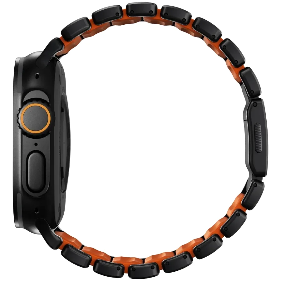 NOMAD Band Extension Stratos Band Black Hardware/Ultra Orange за Apple Watch 44 mmApple Watch 45 mmApple Watch 46 mmApple Watch 49 mm 46/49 mm