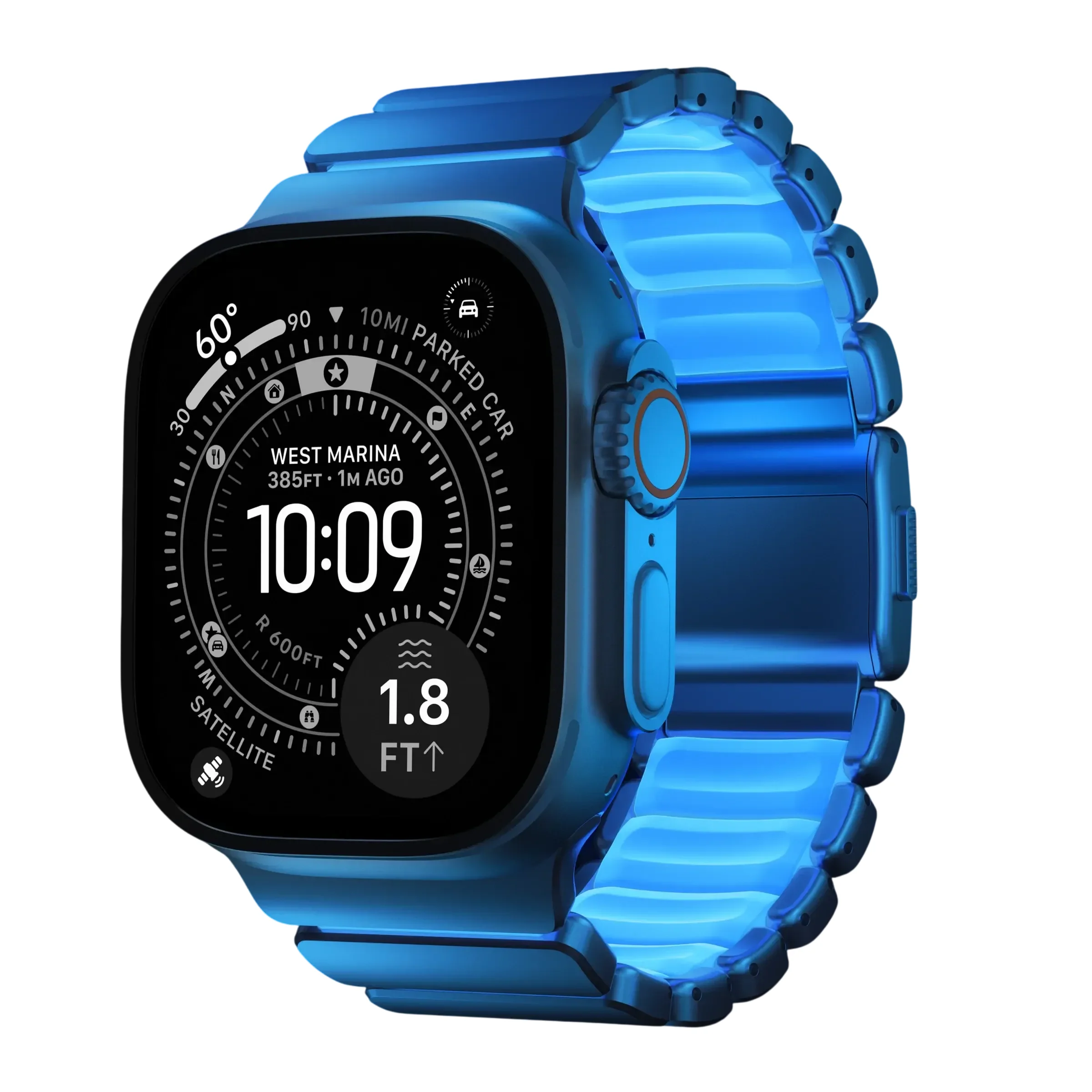 NOMAD Ремінець  for Apple Watch 44/45/46/49 mm, Natural/IcyBlueGlow