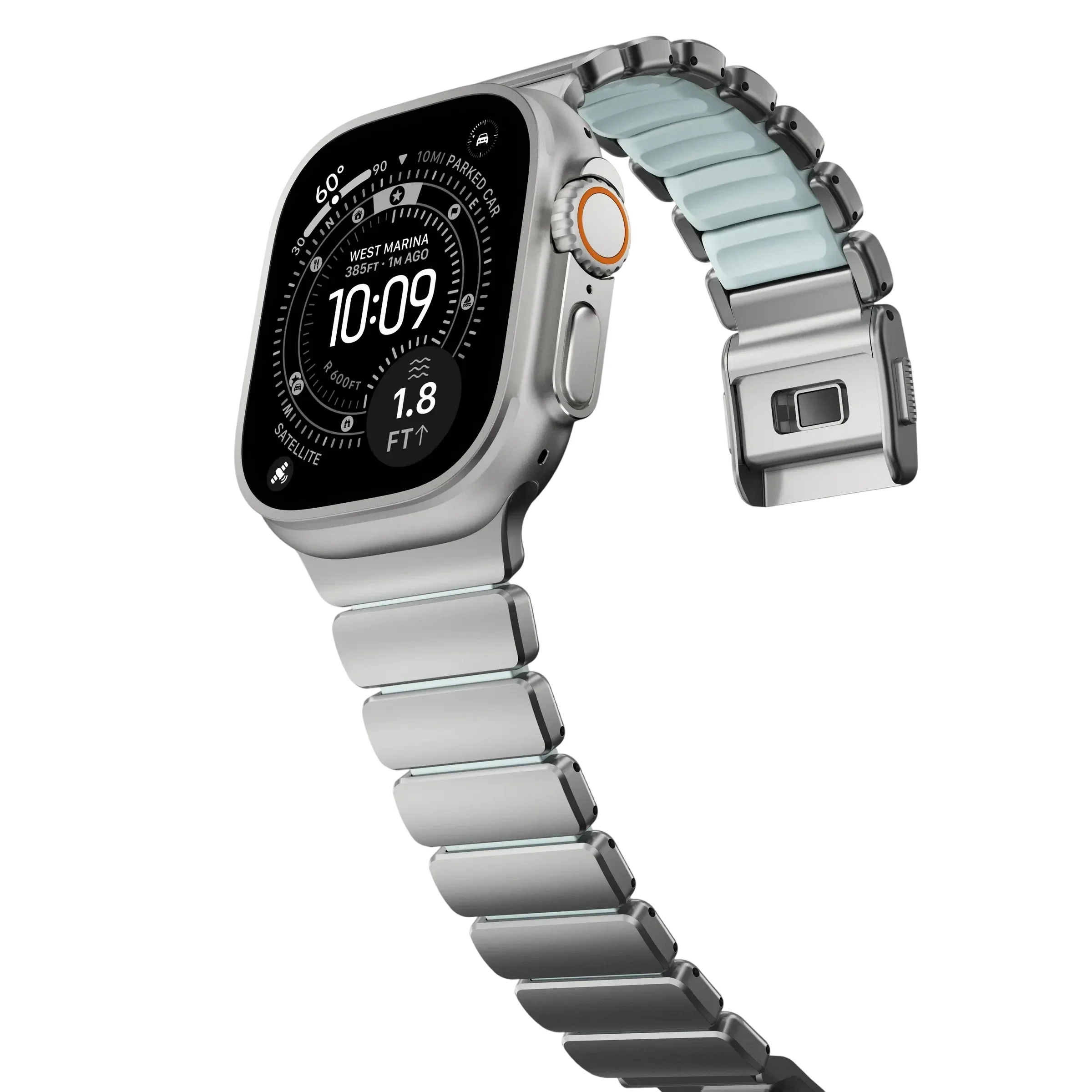 NOMAD Ремінець  for Apple Watch 44/45/46/49 mm, Natural/IcyBlueGlow
