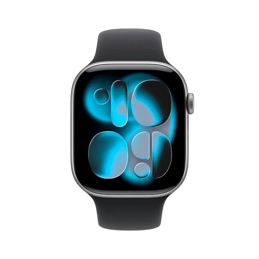 Apple Watch Series 11 GPS + Cellular,  Спортивний ремінець чорного кольору, S/M, 46mm, Space Grey Aluminium