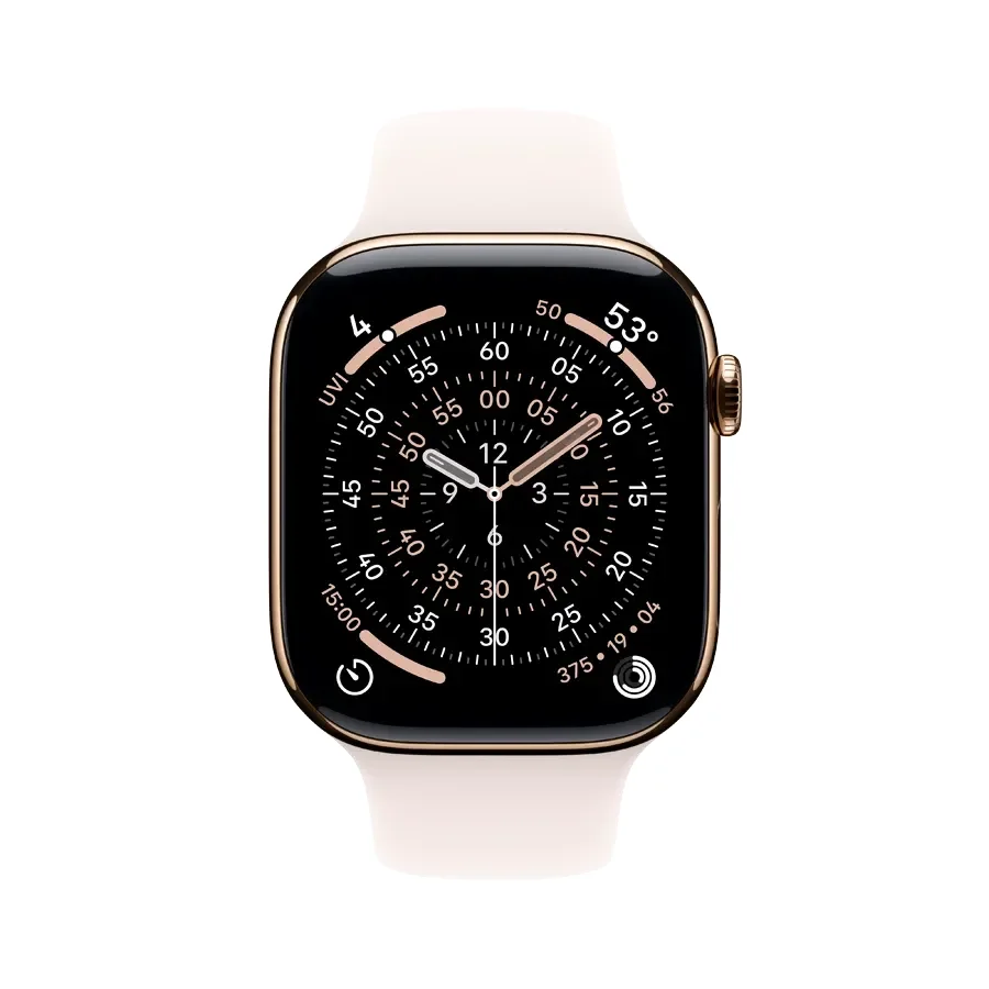 Apple Watch Series 11 GPS + Cellular,  Light Blush Sport Band, S/M, 46mm, Gold Titanium